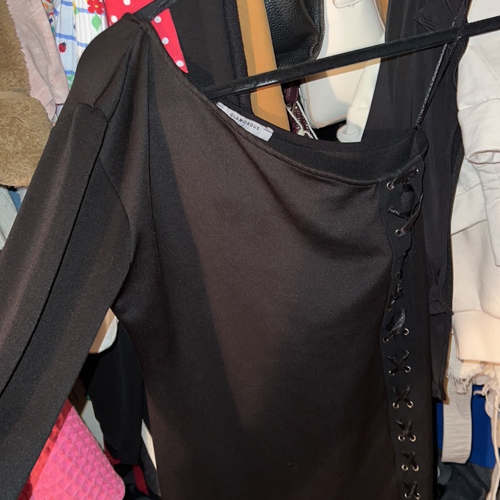 One shoulder tie up mini dress